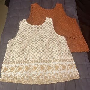 BUNDLE!! Two LOFT Shell tops with floral embroidering